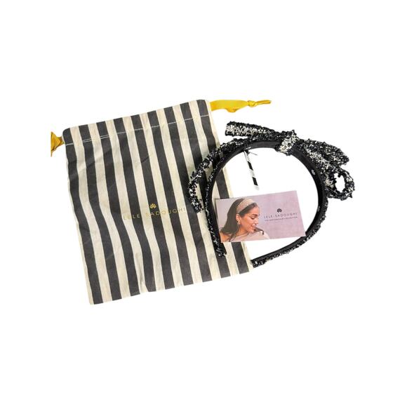 Lele Sadoughi NWT Tweed Bardot Ribbon Slim Headband in Jet main image 6